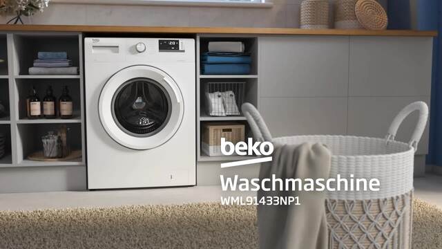 Beko WML91433NP1 9kg Frontlader Waschmaschine, 1400 U/Min., 60cm breit,  StainExpert, AntiCrease, Xpress 14-Min-Kurzprogramm, weiß Elektroshop Wagner